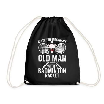 Badminton Funny Saying Men's Badminton Design - Drawstring Bag - black - Front