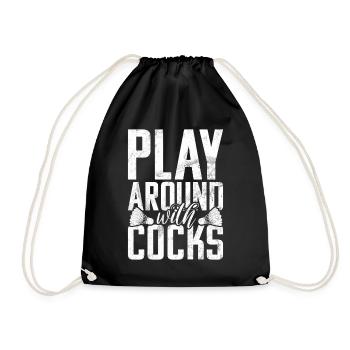 Badminton Funny Saying Men's Badminton Design - Drawstring Bag - black - Front