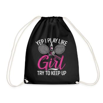 Badminton Funny Saying Men's Badminton Design - Drawstring Bag - black - Front