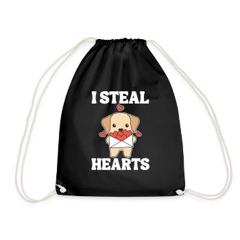 Labrador zum Valentinstag ich stehle Herzen - Turnbeutel - Schwarz - Vorne
