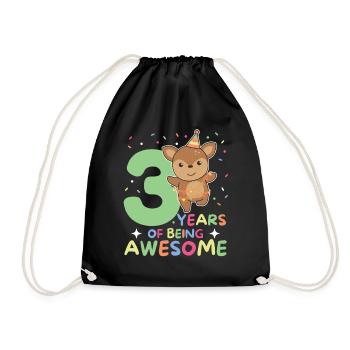 Deer for 3rd birthday Children three years old - Drawstring Bag - black - Front