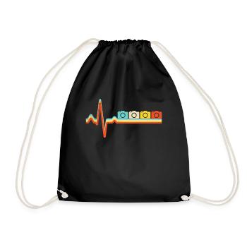 Photography Retro Heartbeat - Drawstring Bag - black - Front