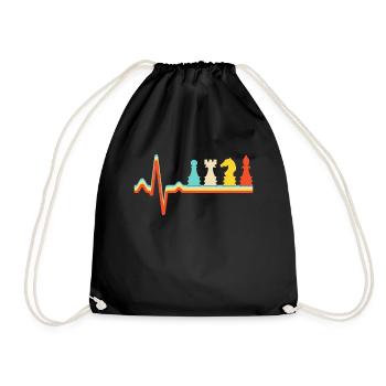 Chess Retro Heartbeat - Drawstring Bag - black - Front