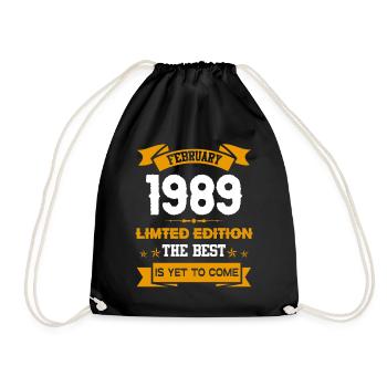 Februar 1989 Geburtstagsgeschenk - Turnbeutel - Schwarz - Vorne