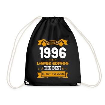 February 1996 Birthday present - Drawstring Bag - black - Front
