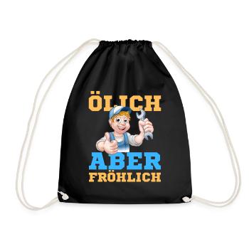 Fröhlicher Schrauber Werkstatt-Design - Turnbeutel - Schwarz - Vorne