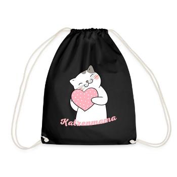 Katzenmama Herzliebe - Turnbeutel - Schwarz - Vorne