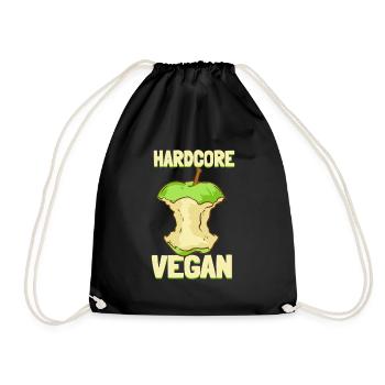 Hardcore Vegan Apfel Veganer Veganerin Geschenk - Turnbeutel - Schwarz - Vorne