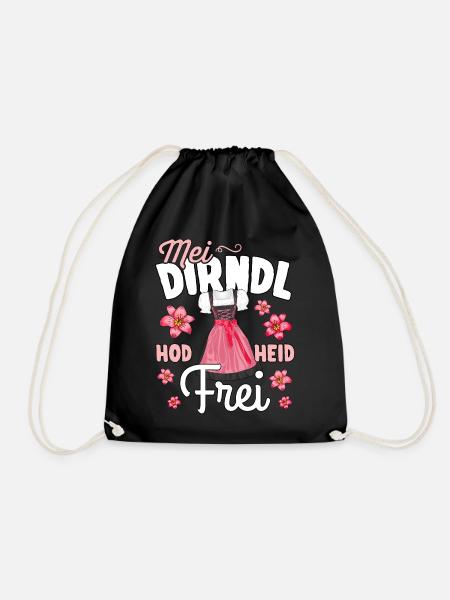 Trachtenshirt Damen Dirndl Shirt Ersatz Tracht - Turnbeutel - Schwarz