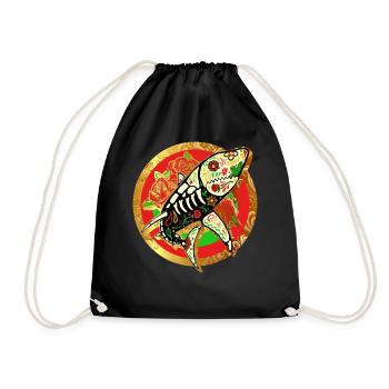 Chemise Dia de los Muertos, crâne de sucre de requin - Sac de sport léger - noir - Devant