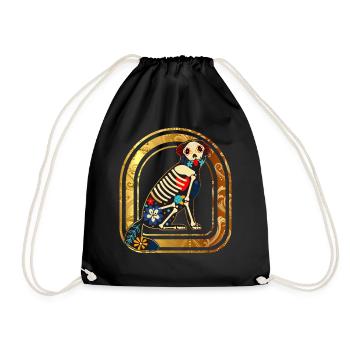 Chemise Dia de los Muertos, Chien Sugar Skull Floral - Sac de sport léger - noir - Devant