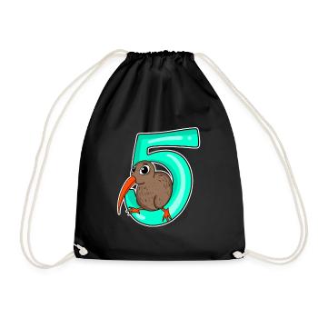 5 ans - 5e anniversaire avec motif animal - Sac de sport léger - noir - Devant