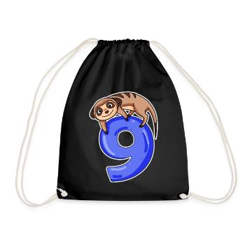 9 years old - 9th birthday with animal motif - Drawstring Bag - black - Front