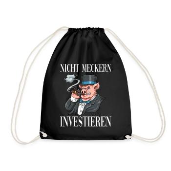 Nicht Meckern INVESTIEREN - Turnbeutel - Schwarz - Vorne