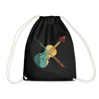 Violin Violinist Retro Vintage - Drawstring Bag - black - Front
