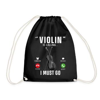Violin Violinist Phone Display - Drawstring Bag - black - Front