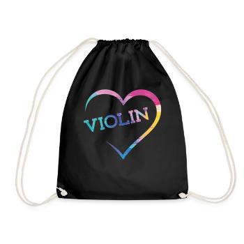 Violin Violinist Heart Watercolor - Turnbeutel - Schwarz - Vorne