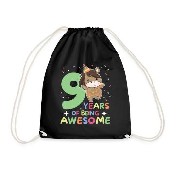 Horse for 9th birthday Children nine years old - Drawstring Bag - black - Front