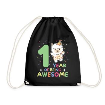 Alpaca for the 1st birthday for children one year old - Drawstring Bag - black - Front