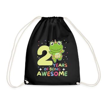 Grenouille pour le 2ème anniversaire Enfants de deux ans - Sac de sport léger - noir - Devant