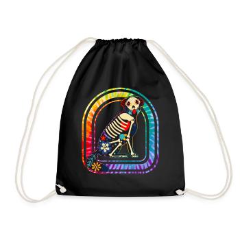 Chemise Dia de los Muertos, Chien Sugar Skull Floral - Sac de sport léger - noir - Devant