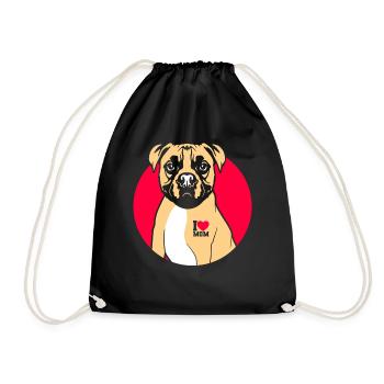 Boxer dog love dog - Drawstring Bag - black - Front