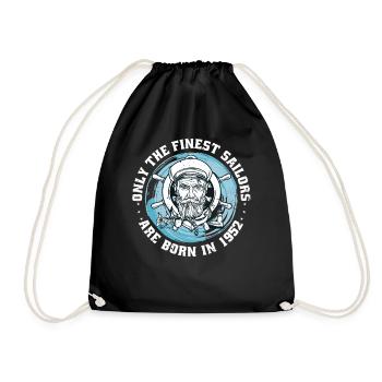 sailor born 1952 birthday sailboat funny - Drawstring Bag - black - Front