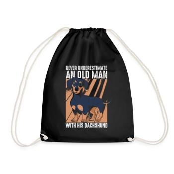 Chien teckel - Sac de sport léger - noir - Devant