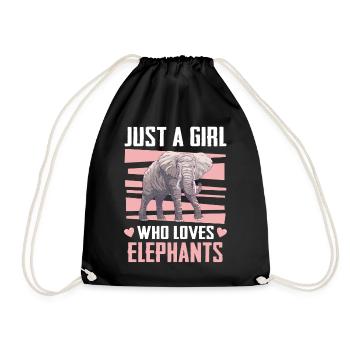 Elephant Animal Elephant Zoo - Drawstring Bag - black - Front