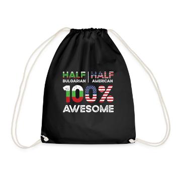 Half Bulgarian Bulgaria American USA Citizenship - Drawstring Bag - black - Front
