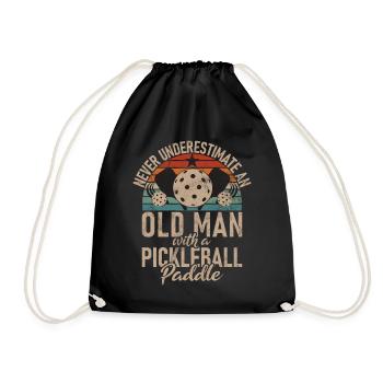 Men's Pickleball Sports Funny Pickleball Design - Drawstring Bag - black - Front