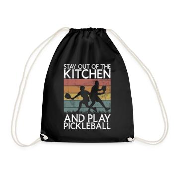Men's Pickleball Sports Funny Pickleball Design - Drawstring Bag - black - Front