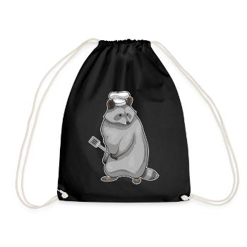 Raccoon Cook Spatula Cooking - Drawstring Bag - black - Front