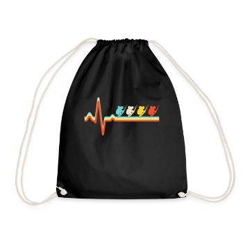 Koala Retro Heartbeat - Drawstring Bag - black - Front
