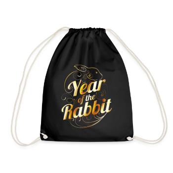 Year Of The Rabbit 2023 Logo For Chinese New Year - Turnbeutel - Schwarz - Vorne