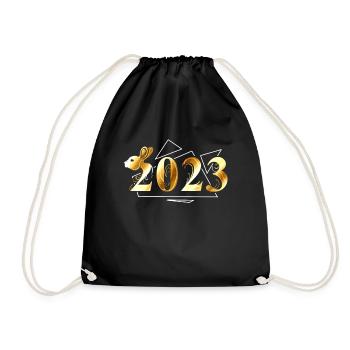 2023 Year Of The Rabbit Logo For Chinese New Year - Turnbeutel - Schwarz - Vorne