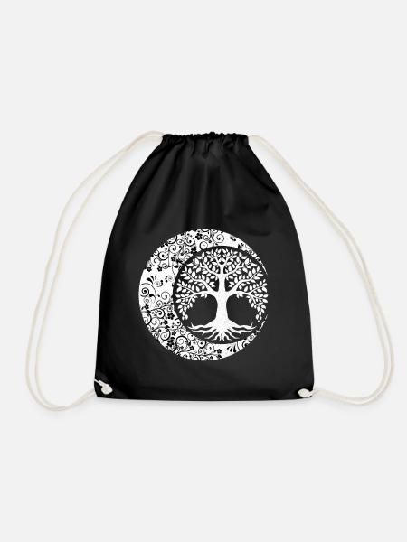 Tree of Life Cresent Moon Phases Mandala Yoga - Turnbeutel - Schwarz