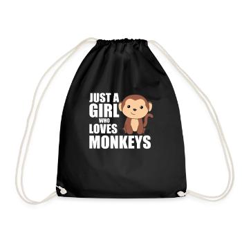 Only a girl who loves monkeys - sweet monkey - Drawstring Bag - black - Front