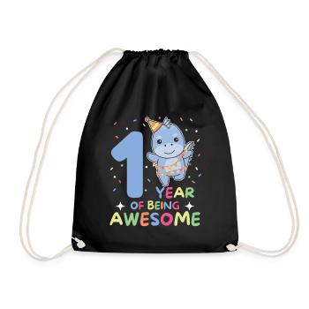 Dino for the 1st birthday for children one year old - Drawstring Bag - black - Front