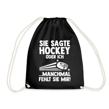 Eishockey Hockeyspieler Hockey - Turnbeutel - Schwarz - Vorne