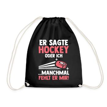 Eishockey Hockeyspieler Hockey - Turnbeutel - Schwarz - Vorne