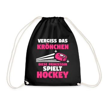 Eishockey Hockeyspieler Prinzessin Hockey - Turnbeutel - Schwarz - Vorne