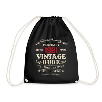 Février 1981 Cadeau d’anniversaire vintage - Sac de sport léger - noir - Devant