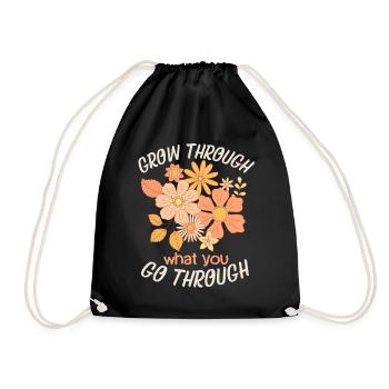 Motivational slogan 70s Flower-Power Design - Drawstring Bag - black - Front