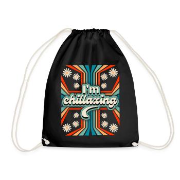 70s Flower Power Slogan Chillaxing - Drawstring Bag - black - Front