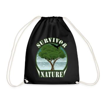 Survivalist Nature Tree Eagle Environment - Drawstring Bag - black - Front