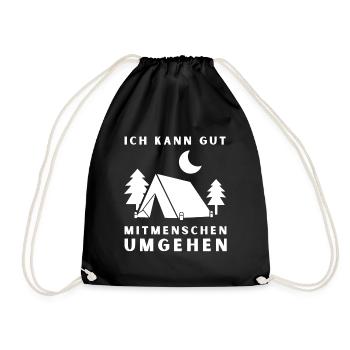 Ich kann gut Menschen umgehen – Camping - Turnbeutel - Schwarz - Vorne