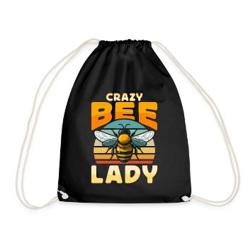 Beekeeping Crazy Bee Lady Retro Apiarist Beekeeper - Drawstring Bag - black - Front