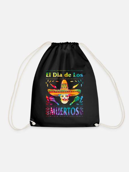 El Dia de Los Muertos Day of the Dead El Jefe - Drawstring Bag - black