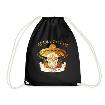 El Dia de Los Muertos Day of the Dead Sugar Skull - Drawstring Bag - black - Front